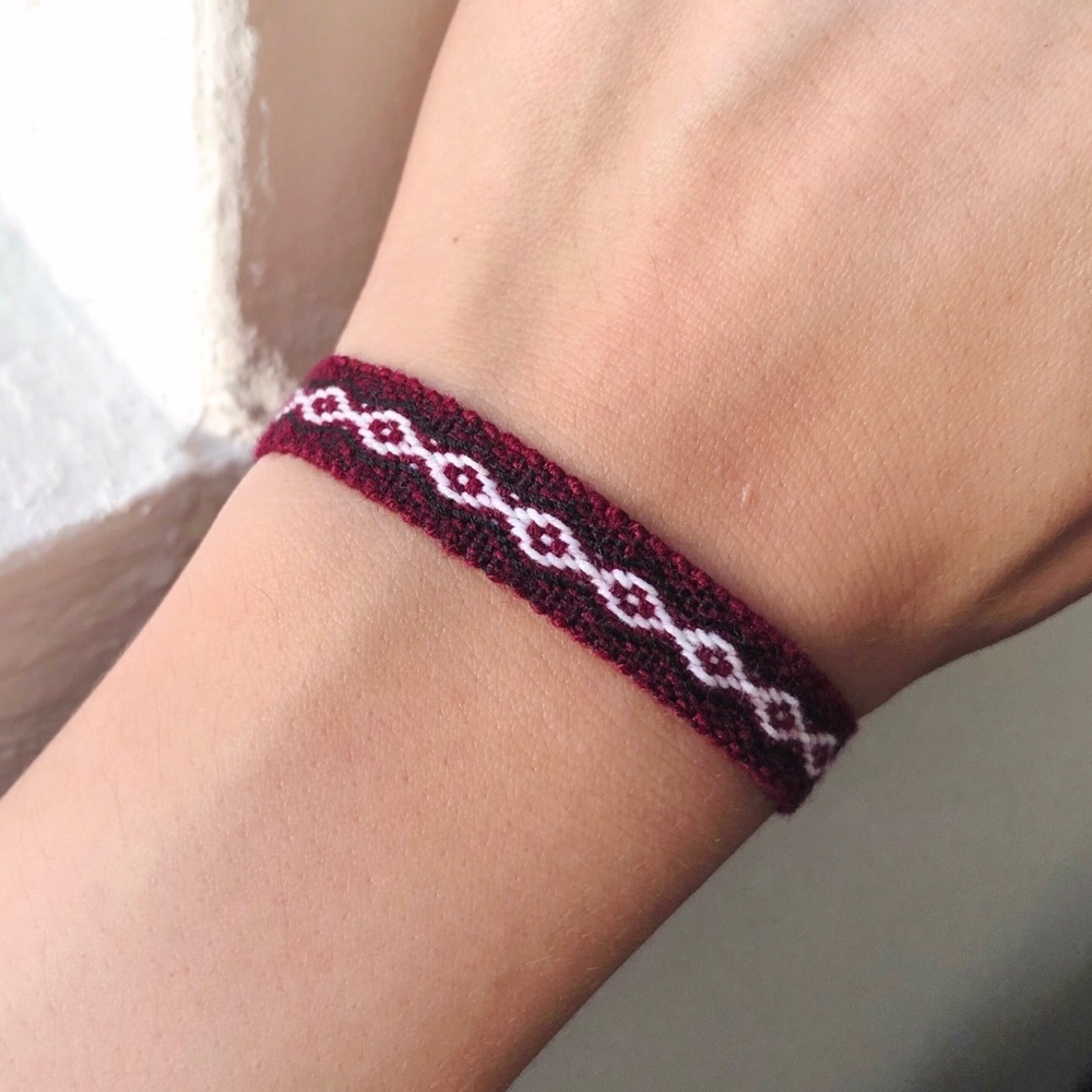 Burgundy <o> Boho Woven Bracelet - Picture 3 of 3
